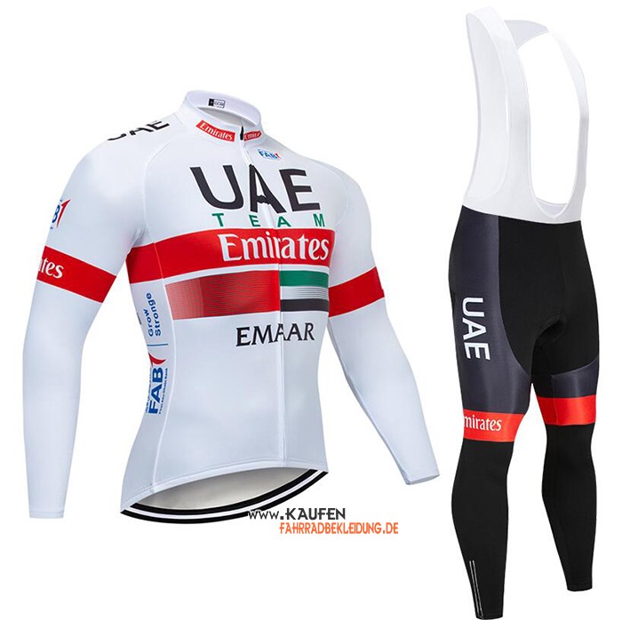 UAE Langarmtrikot 2020 und Lange Tragerhose Wei Rot